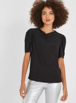Black Draped High Neck Top22