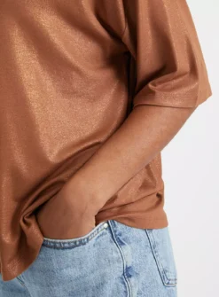 Bronze Metallic Relaxed Fit Top 18 -Cheap Zest Garb Store tuc144200634 Bronze R Z003A