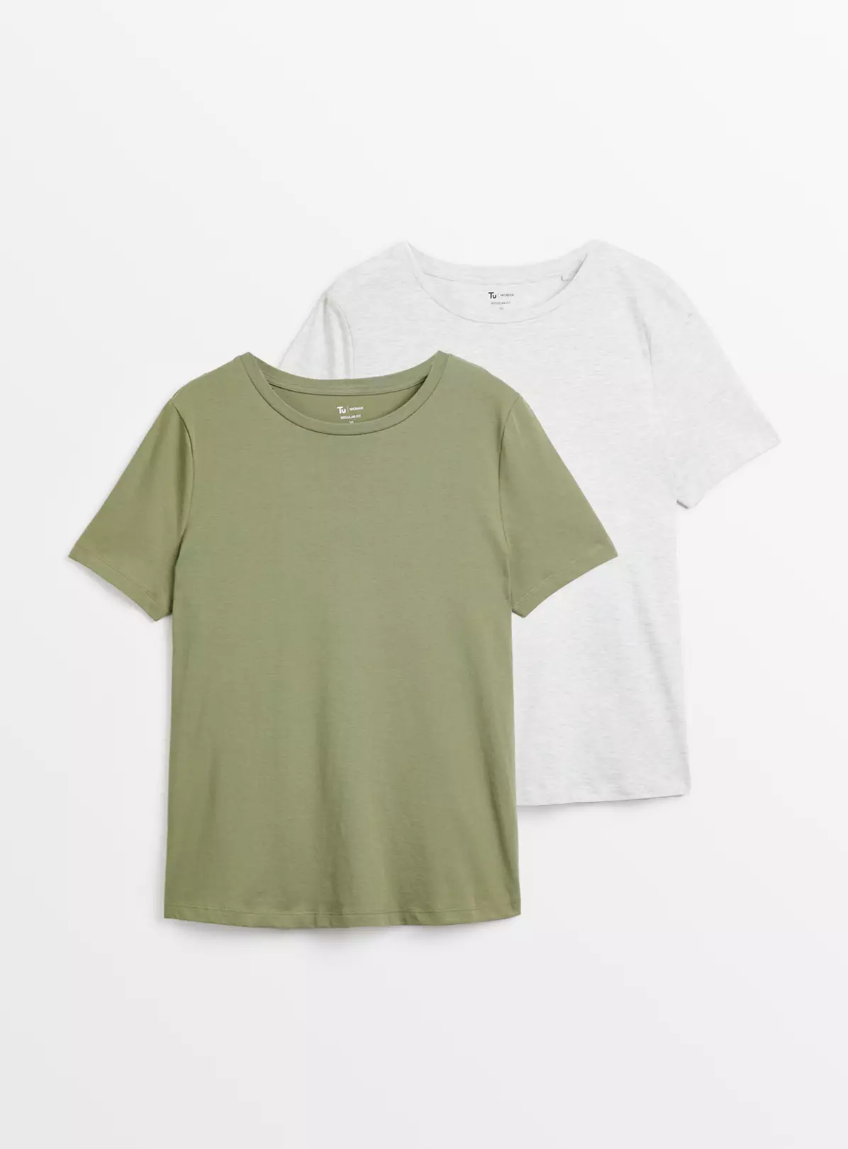 Grey Marl & Khaki Regular Fit T-Shirts 2 Pack 26 5 Grey Marl & Khaki Regular Fit T-Shirts 2 Pack 26 - Image 3