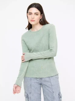 Khaki Washed Rib Lettuce Hem Top 22 -Cheap Zest Garb Store tuc144271504 Khaki R Z001A