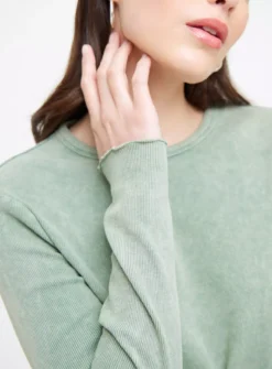 Khaki Washed Rib Lettuce Hem Top 22 -Cheap Zest Garb Store tuc144271504 Khaki R Z003A