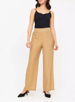 Stone Crinkle Wide Leg Trousers 14 -Cheap Zest Garb Store tuc144279215 Stone R Z001A