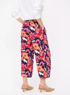 Floral Print Cropped Wide Leg Trousers 16
