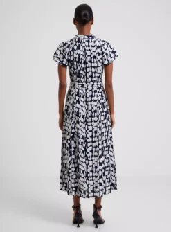 FRENCH CONNECTION Islanna Crepe Short Sleeve Belted Midi Dress 18 -Cheap Zest Garb Store tuc144281243 Blue R Z003A