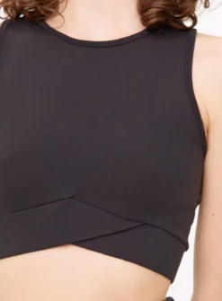 Active Black Wrap Hem Cropped Top XXL -Cheap Zest Garb Store tuc144301654 Black R Z003A