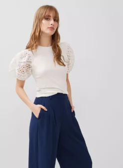 FRENCH CONNECTION Rosana Anges Broiderie T Shirt XL