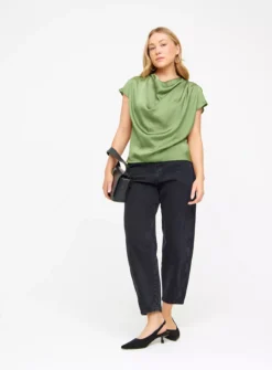 Khaki Satin Cowl Neck Top 24 -Cheap Zest Garb Store tuc144335766 Khaki R Z002A