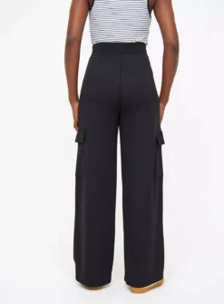 Black Ponte Wide Leg Cargo Trousers 22