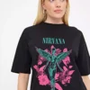 Black Nirvana Graphic Oversized T-Shirt 24 -Cheap Zest Garb Store tuc144349615 Black R Z001A