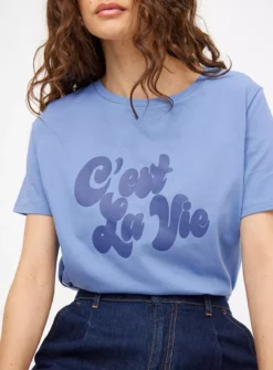 Blue C'est La Vie Slogan T-Shirt 20 -Cheap Zest Garb Store tuc144349851 Blue R Z003A