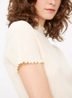 Cream Lettuce Hem Ribbed Top 16 -Cheap Zest Garb Store tuc144352769 Cream R Z003A