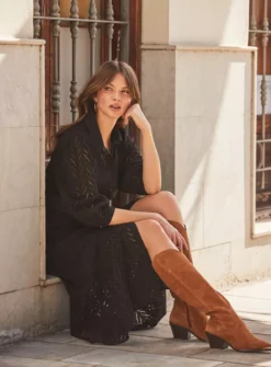 SOSANDAR Black Broderie Detail Midi Shirt Dress 16 -Cheap Zest Garb Store tuc144368576 Black R Z002A