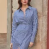 SOSANDAR Blue Stripe Midi Shirt Dress 18 -Cheap Zest Garb Store tuc144371572 Blue R Z002A