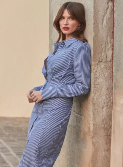 SOSANDAR Blue Stripe Midi Shirt Dress 18 11 SOSANDAR Blue Stripe Midi Shirt Dress 18 -Cheap Zest Garb Store tuc144371572 Blue R Z004A