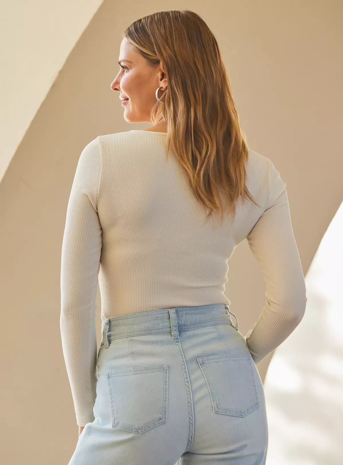 SOSANDAR Natural Jacquard Ribbed Jersey Top 16 5 SOSANDAR Natural Jacquard Ribbed Jersey Top 16 - Image 3