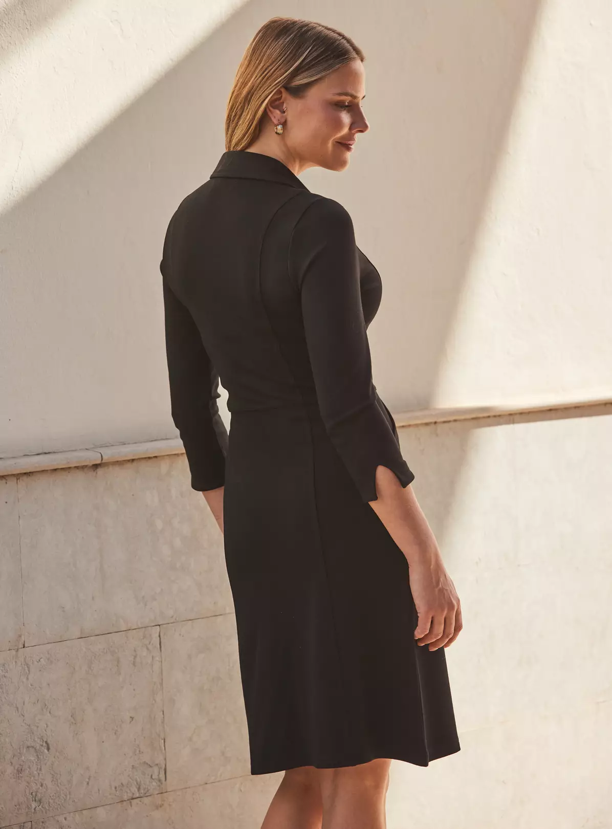 SOSANDAR Black Ponte Popper Front Jersey Dress 16 5 SOSANDAR Black Ponte Popper Front Jersey Dress 16 - Image 3