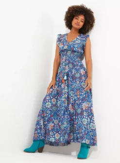 JOE BROWNS Moroccan Print Tie Waist Maxi Sundress 8 -Cheap Zest Garb Store tuc144398311 Blue R Z004A