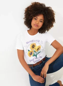 JOE BROWNS Sunflower 'Sunshine' Graphic Tee 18 -Cheap Zest Garb Store tuc144402316 White R Z001A