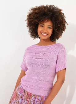 JOE BROWNS Relaxed Fit Knitted Top 12 11 JOE BROWNS Relaxed Fit Knitted Top 12 -Cheap Zest Garb Store tuc144404573 Purple R Z001A
