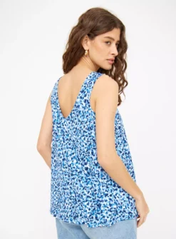 Blue Animal Print V Neck Vest Top20