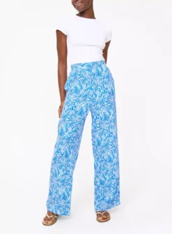 Blue Paisley Print Wide Leg Trousers 10 -Cheap Zest Garb Store tuc144417551 Blue R Z001A