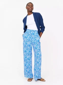 Blue Paisley Print Wide Leg Trousers 10