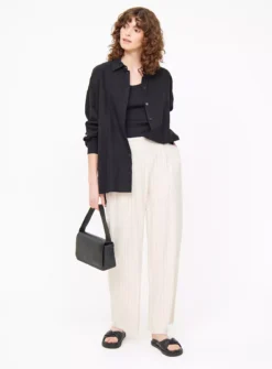 Cream Stripe Linen Blend Wide Leg Trousers18 -Cheap Zest Garb Store tuc144417972 Cream R Z002A 1