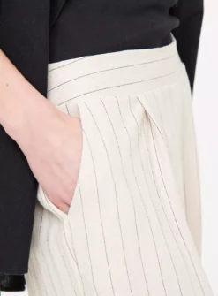 Cream Stripe Linen Blend Wide Leg Trousers18