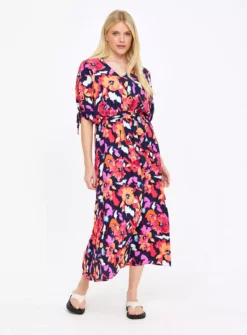 Floral Bloom Tie-Waist Midaxi Dress 12 -Cheap Zest Garb Store tuc144445594 Multi20Coloured R Z001A