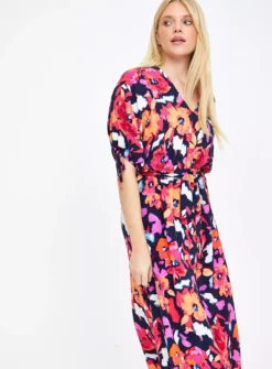 Floral Bloom Tie-Waist Midaxi Dress 12 -Cheap Zest Garb Store tuc144445594 Multi20Coloured R Z002A