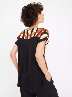 Brown Woven Abstract Print Top 22 -Cheap Zest Garb Store tuc144449704 Multi20Coloured R Z004A