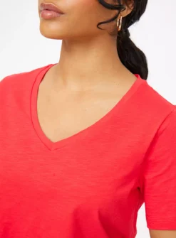 Red V Neck Slub T-Shirt 18 -Cheap Zest Garb Store tuc144488252 Red R Z003A