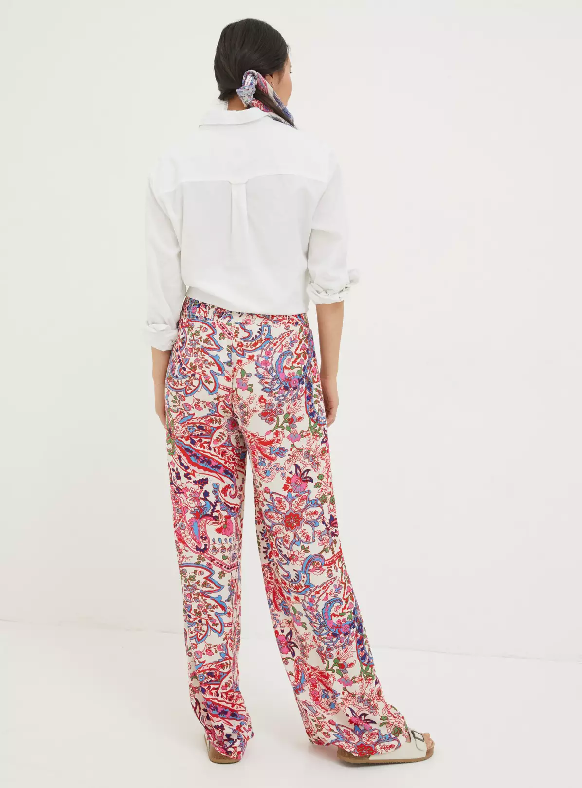 FATFACE Shirred Bright Paisley Palazzo Trousers 14 3 FATFACE Shirred Bright Paisley Palazzo Trousers 14