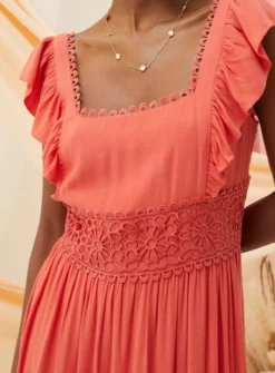 FATFACE Hibiscus Lace Maxi Dress Coral Pink 20 13 FATFACE Hibiscus Lace Maxi Dress Coral Pink 20 -Cheap Zest Garb Store tuc144504523 Coral R Z003A