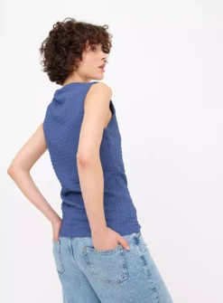 Blue Sleeveless Crinkle High Neck Top 20 -Cheap Zest Garb Store tuc144532479 Blue R Z004A