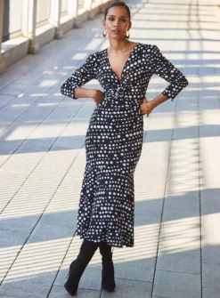 SOSANDAR Black White Twist Front Midi Dress 20 11 SOSANDAR Black White Twist Front Midi Dress 20 -Cheap Zest Garb Store tuc144545106 Mono R Z005A