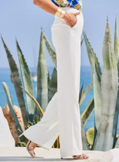 SOSANDAR Ivory Satin Wide Leg Trouser 6