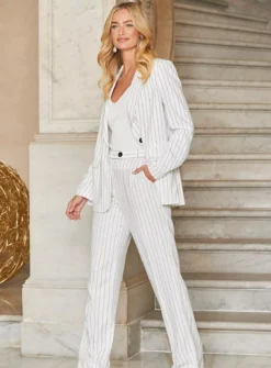 SOSANDAR Ivory Pinstripe Wide Leg 20 -Cheap Zest Garb Store tuc144549342 Ivory R Z002A