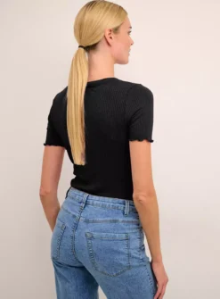 KAFFE Drew Short Sleeve Rib T Shirt Black XL -Cheap Zest Garb Store tuc144626491 Black R Z002A