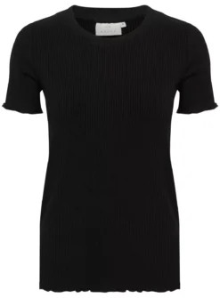 KAFFE Drew Short Sleeve Rib T Shirt Black XL -Cheap Zest Garb Store tuc144626491 Black R Z004A