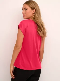 KAFFE Lise V Neck Short Sleeve T Shirt XL -Cheap Zest Garb Store tuc144626889 Pink R Z002A