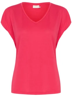 KAFFE Lise V Neck Short Sleeve T Shirt XL -Cheap Zest Garb Store tuc144626889 Pink R Z004A