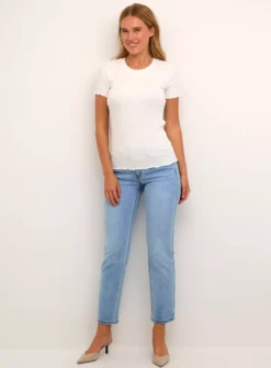 KAFFE Drew Short Sleeve Rib T Shirt White XL 11 KAFFE Drew Short Sleeve Rib T Shirt White XL -Cheap Zest Garb Store tuc144637238 White R Z003A