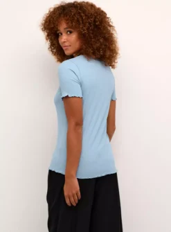 KAFFE Drew Short Sleeve Rib T Shirt Blue M -Cheap Zest Garb Store tuc144637326 Blue R Z002A