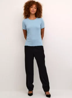 KAFFE Drew Short Sleeve Rib T Shirt Blue XL -Cheap Zest Garb Store tuc144637326 Blue R Z003A 1