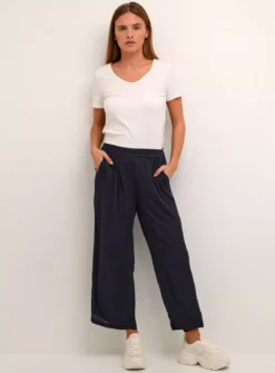 KAFFE Dacia High Waisted Cropped Trousers Blue 8
